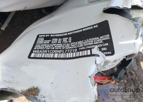 2022 BMW 330I из США, поврежденный, VIN WBA5R1C06NFL77219